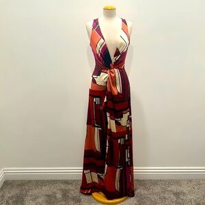 SLEEVELESS SATIN MAXI DRESS, SIZE SMALL,ZIPS ON SIDE